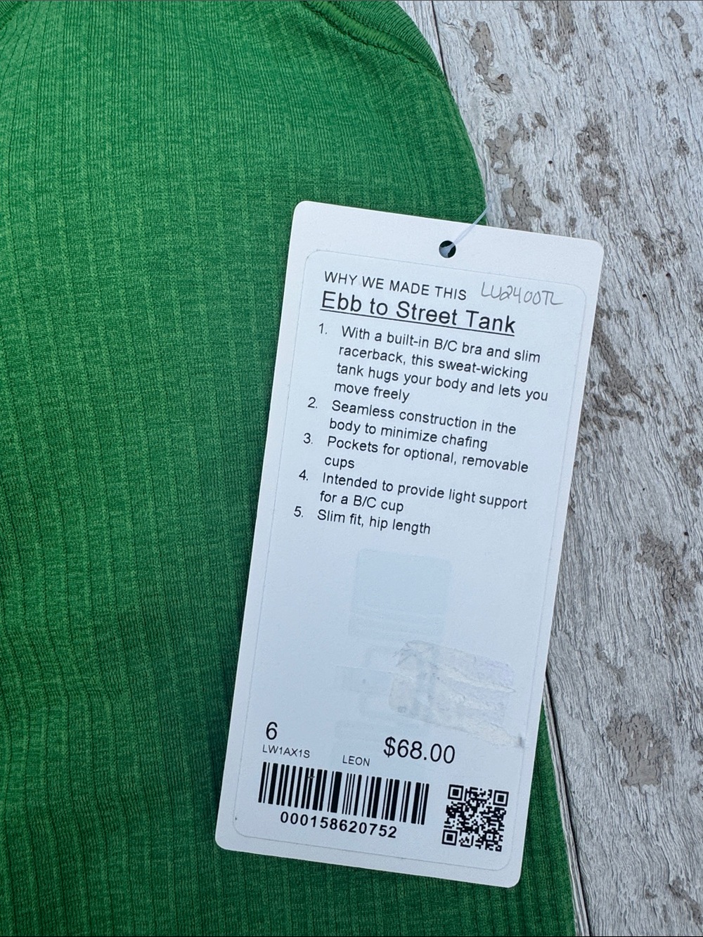 Lululemon Ebb to Street Tank Top Chameleon Green Size 6 NWT - Picture 2 of 8